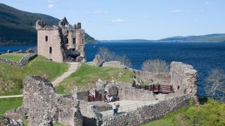 Urquhart Castle sits on the banks of Loch Ness