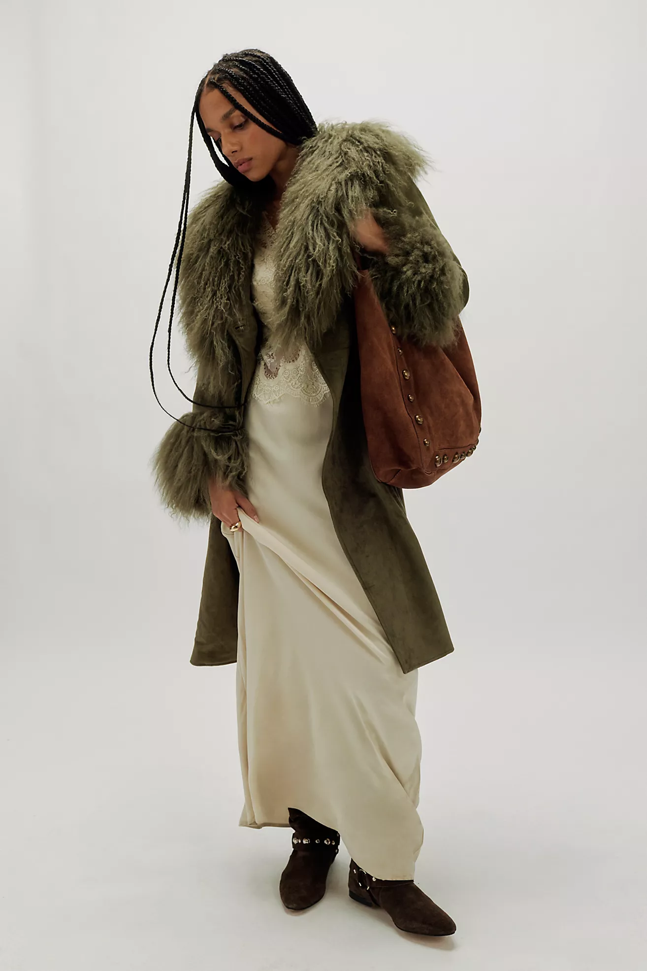 Charlotte Simone Penny Vegan Suede Coat