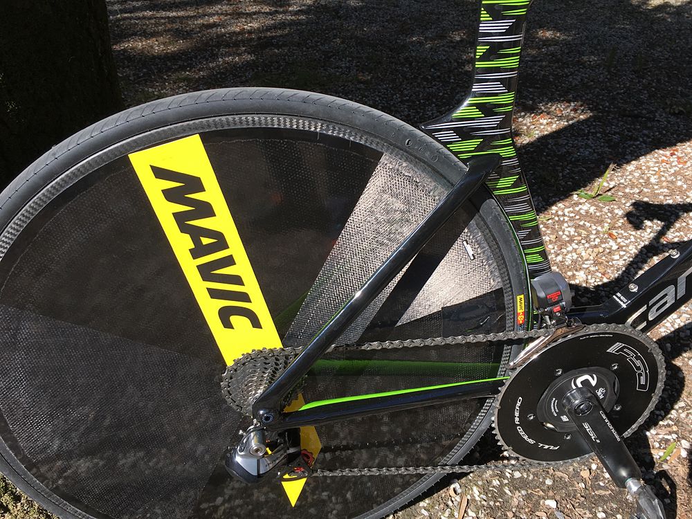 The Cannondale Super Slice disc TT bike on display at Tirreno-Adriatico