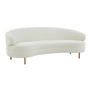 White curved boucle couch