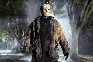 jason vorhees the masked killer with a machete in the original friday the 13th