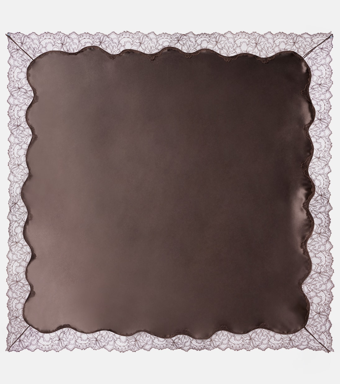 Lace-Trimmed Silk Satin Scarf in Brown - Magda Butrym