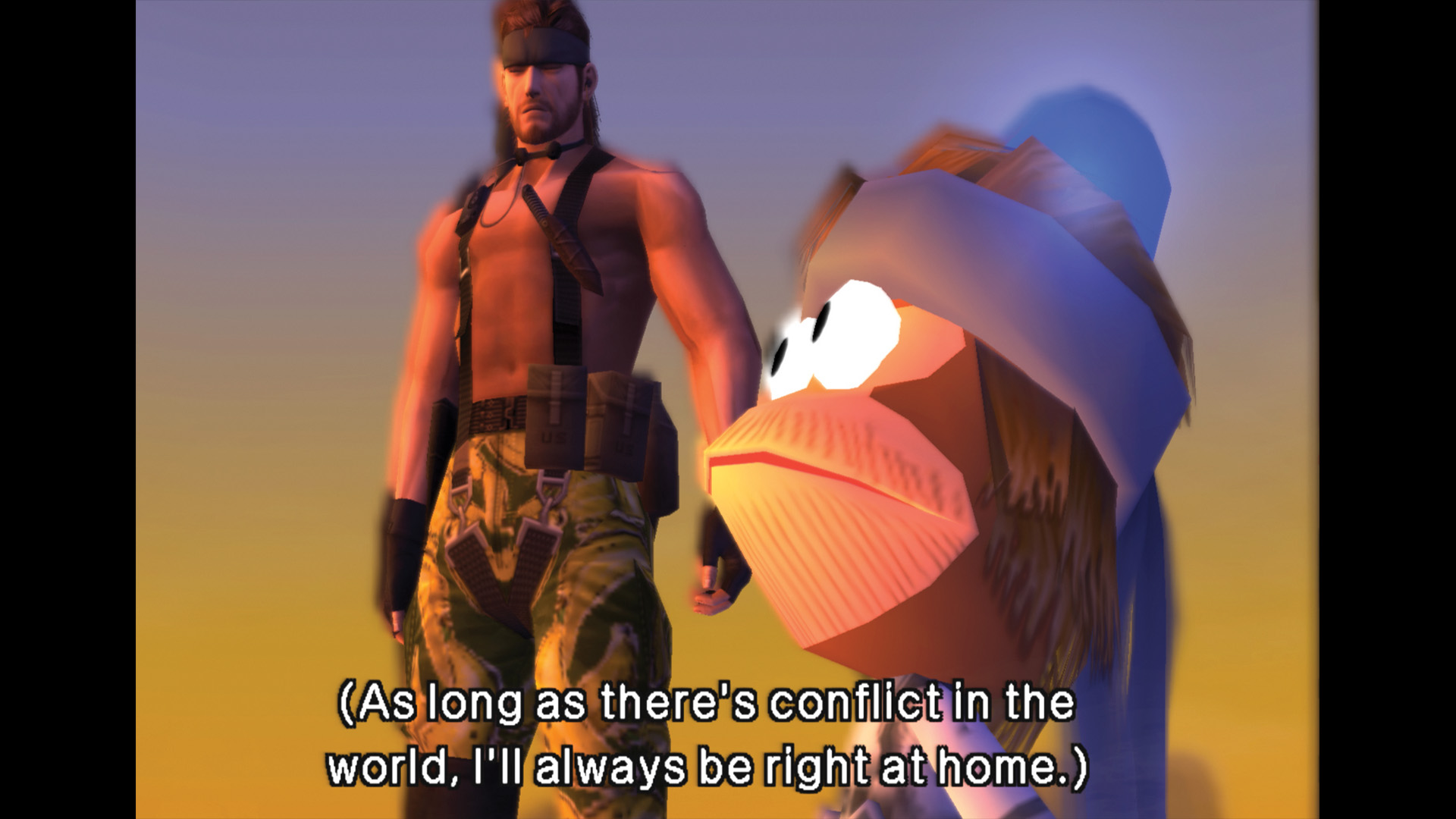 Naked snakes and pipes meet in the solid crosover between the Monkey Metal Gear solid and the monkey escape