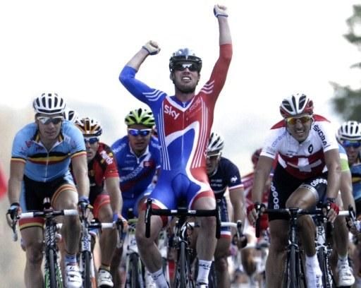Mark Cavendish (Great Britain) wins the 2011 world road race championship in Copenhagen
