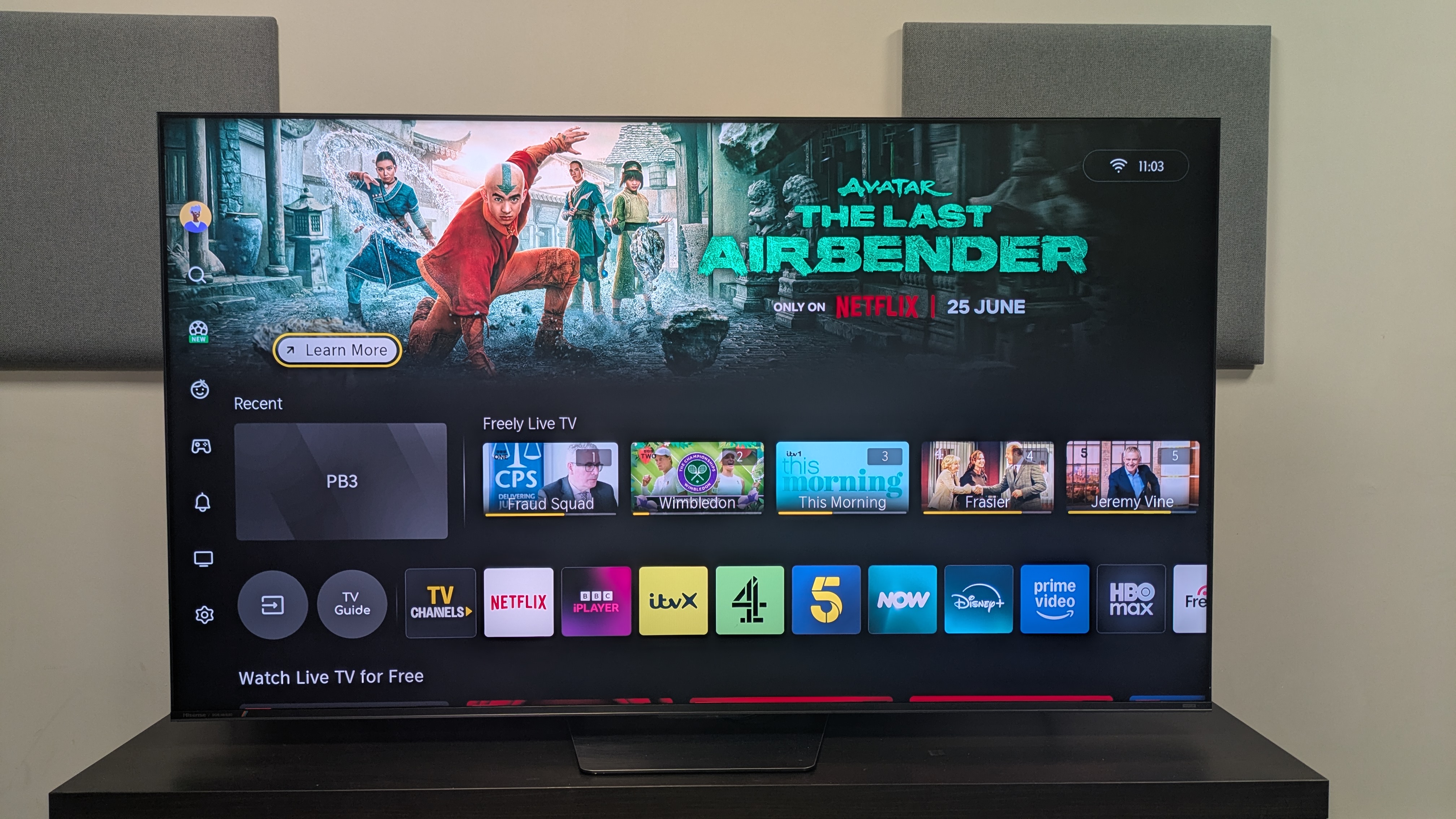 Hisense UR8 with VIDAA home page on screen