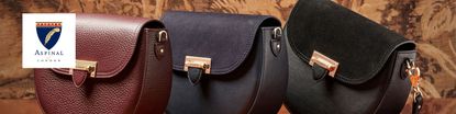 Aspinal of London with a wide image of three shoulder bags