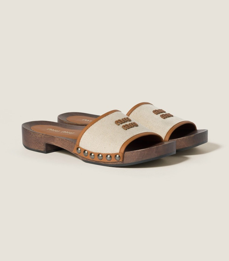 Canvas and Leather Clogs