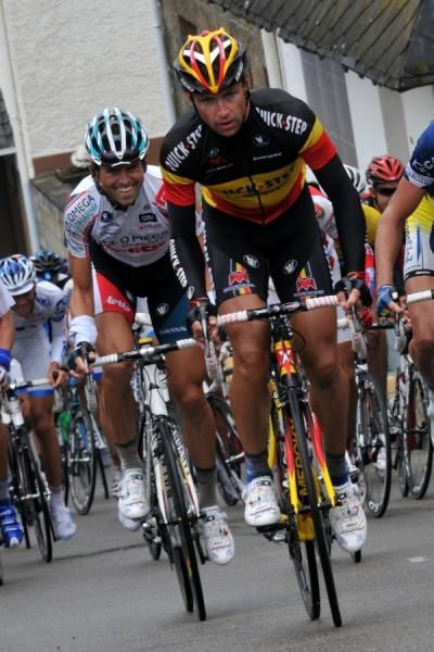 Belgian riders Stijn Devolder (Quick Step) and Jurgen Van Goolen (Omega Pharma-Lotto).