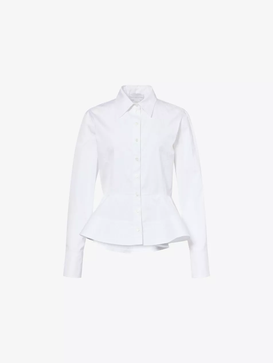 Peplum-Waist Tailored Cotton Shirt - 6