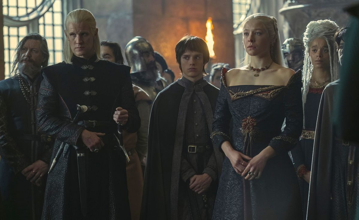 Matt Smith, Harry Collett, Emma D&#039;Arcy, Phoebe Campbell HBO House of the Dragon Season 1 - Episode 8