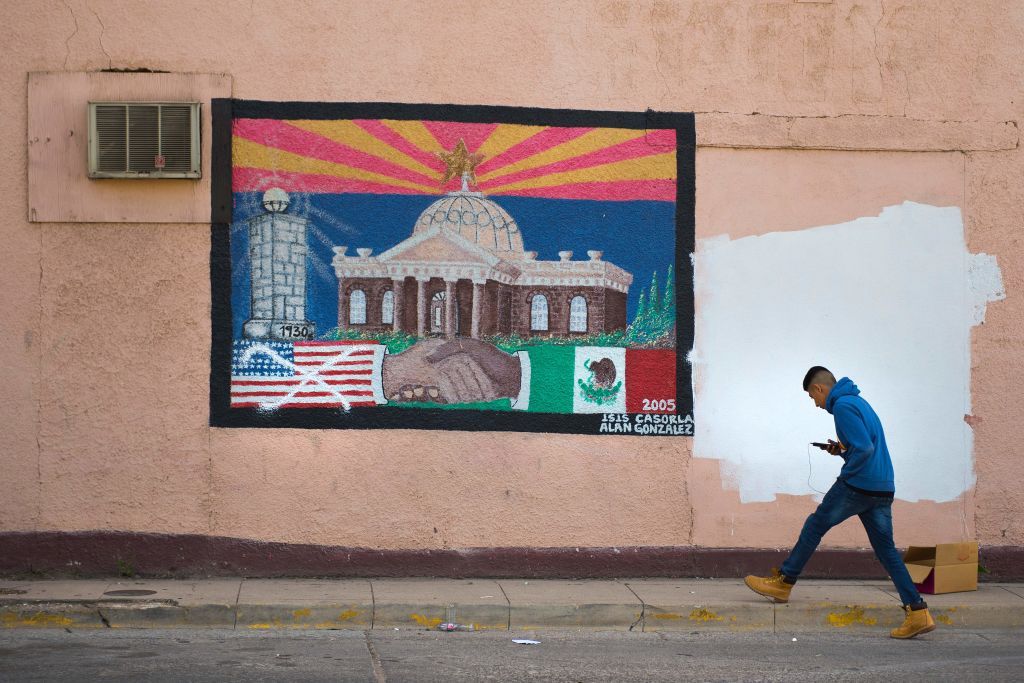 A mural of U.S.-Mexico cooperation