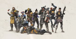 A group illustration of the Apex Legends cast