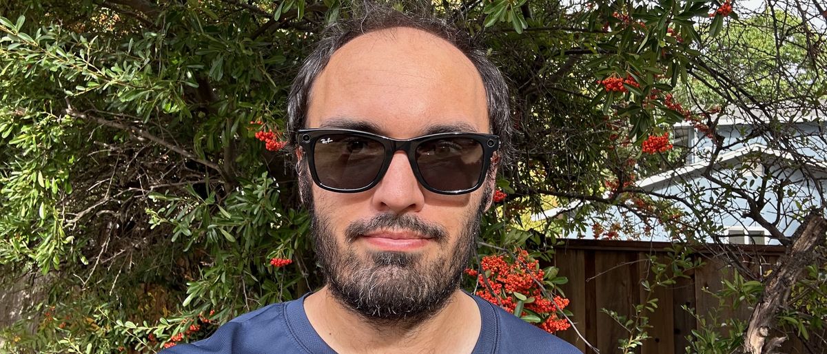 Close-up selfie of the author wearing the Ray-Ban Meta Smart Glasses