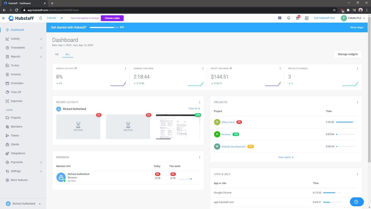 Hubstaff employee monitoring software TechRadar