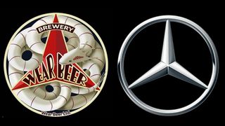 Wear Beer logo (left) and Mercedes-Benz logo (right)