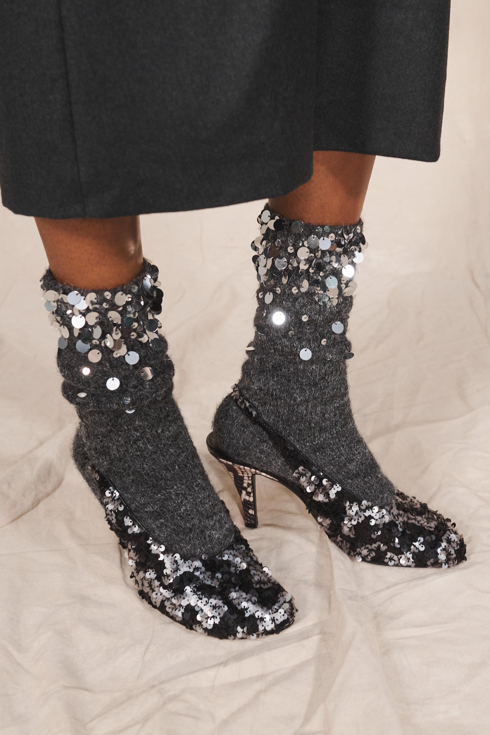 Limited Edition Sequin Socks - Gray - M / 6-7.5