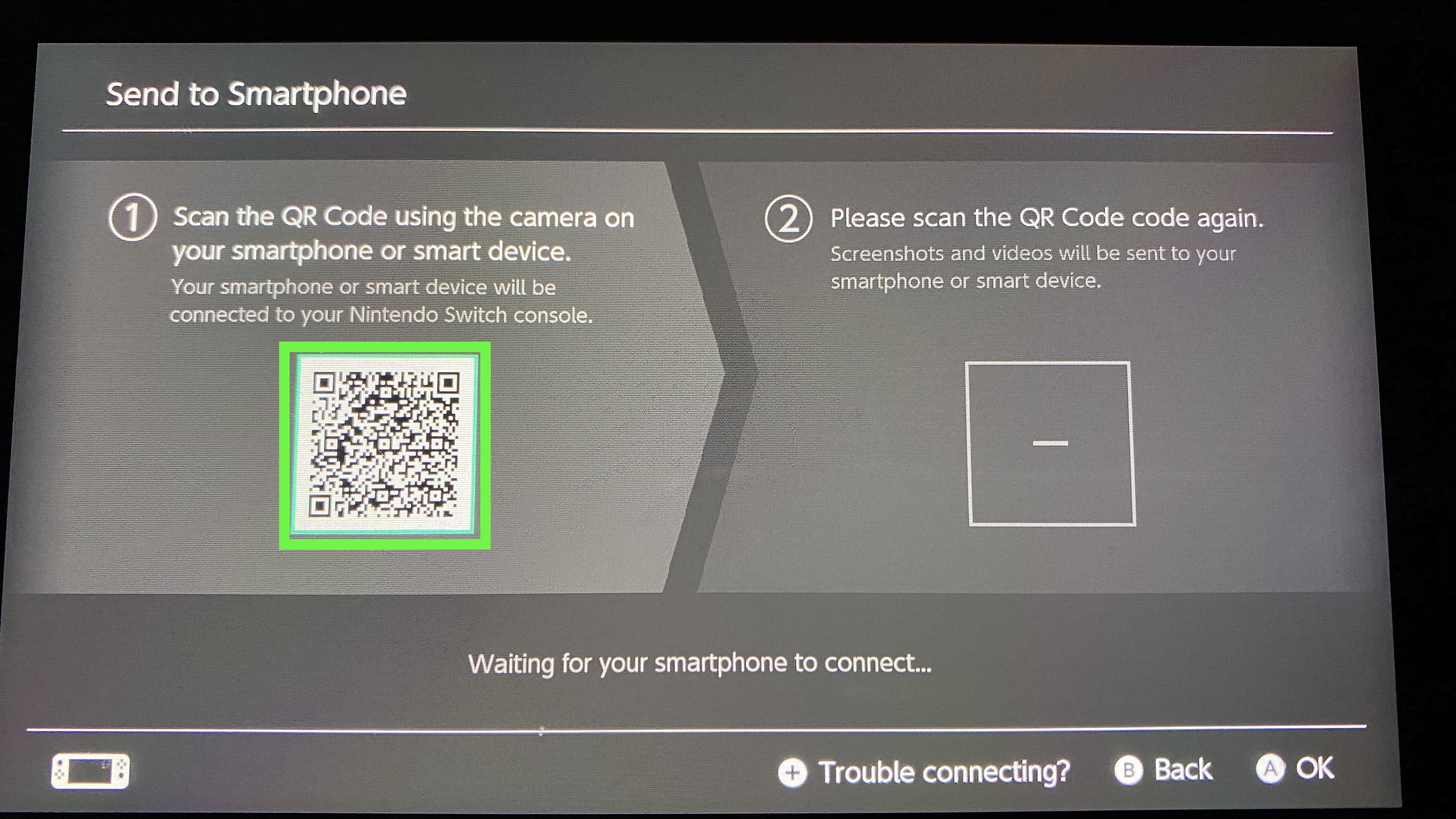 how to send nintendo switch screenshots to your phone - scan first QR code