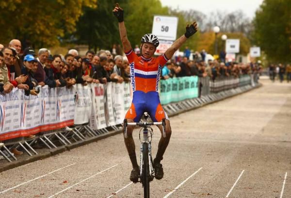Mathieu Van der Poel (Netherlands) crosses the line in Lucca.