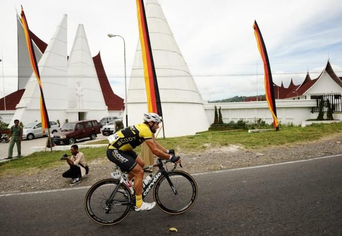 Jake Kauffmann (Budget Forklifts) on his own through Payakumbuh