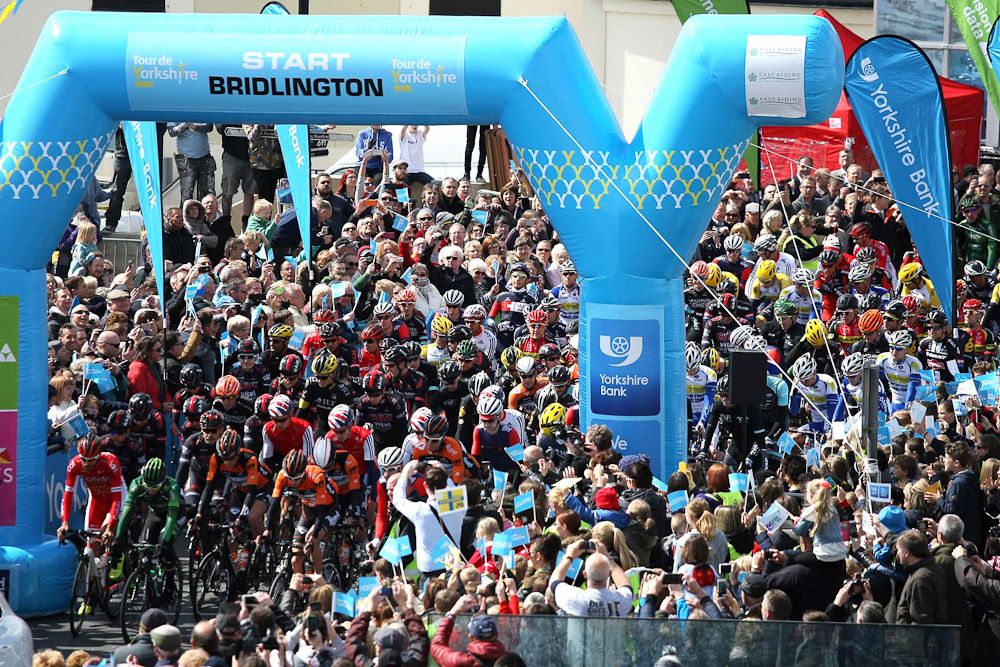 Big crowds greeted riders at the start in Bridlington.