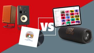 JBL speakers with vinyl and streaming