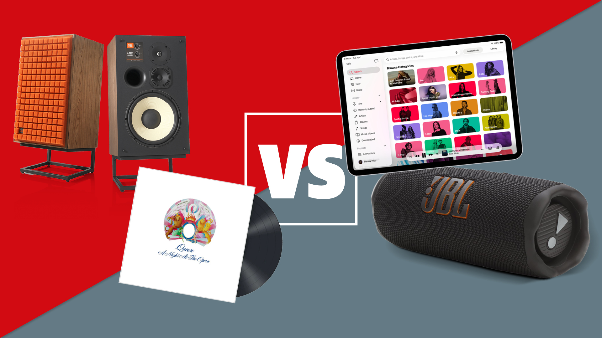 JBL speakers with vinyl and streaming