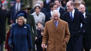 Queen Camilla and King Charles attend the Christmas Day service at St Mary Magdalene Church on December 25, 2022