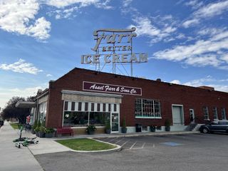 photo of a brick building in the vibrant photographic style