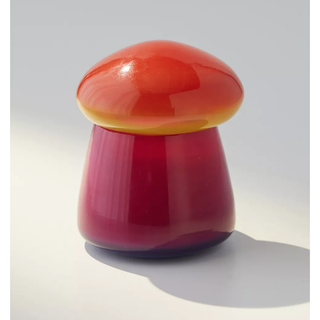 pink and orange mushroom glass jar with lid