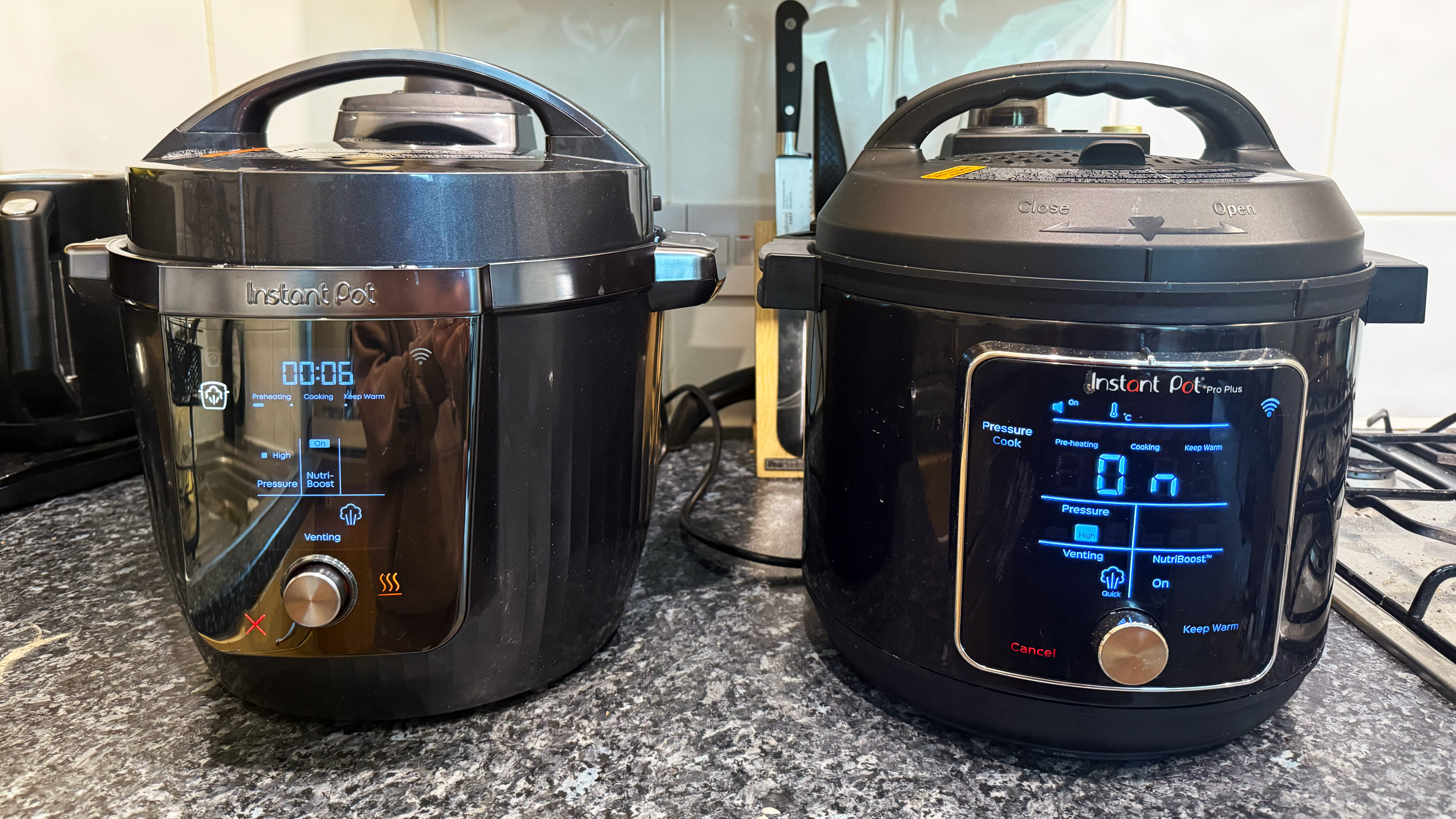 the instant pot pro (left) and instant pot pro plus (right)