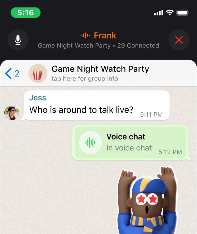 Whatsapp group voice chat screen