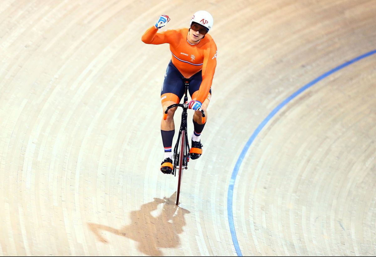 Jeffrey Hoogland (Netherlands) celebrates