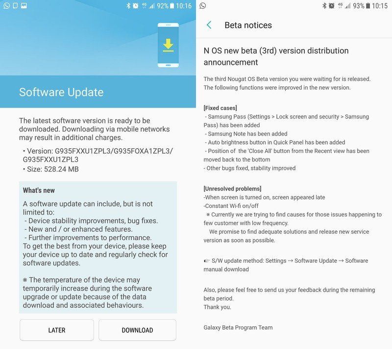 Galaxy S7 edge Nougat