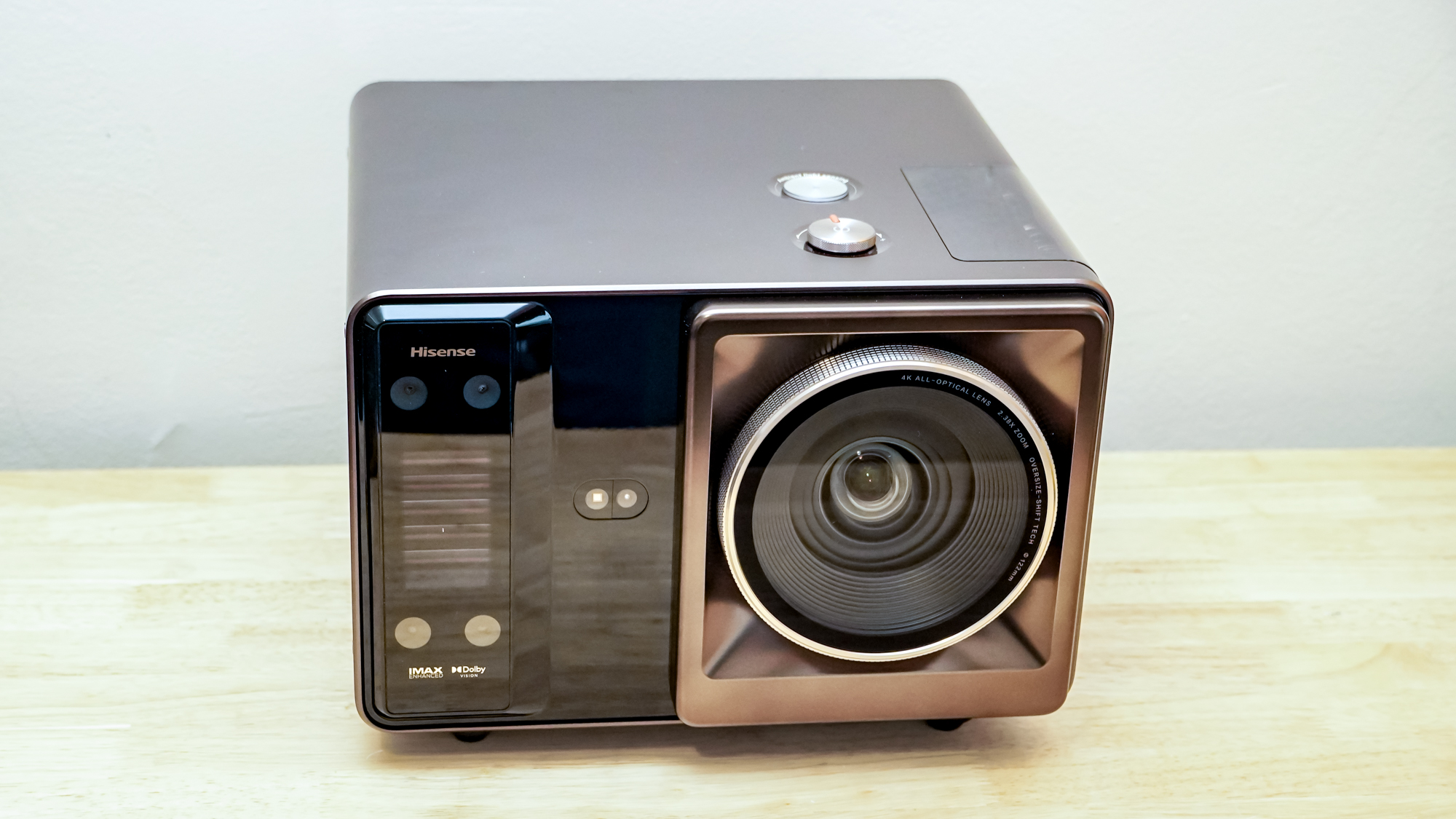 A Hisense XR10 Projector on a table
