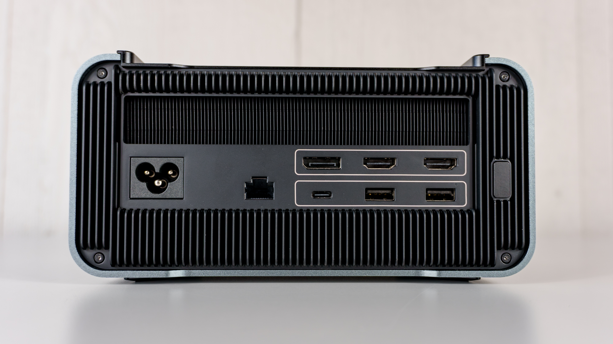 The rear ports of the Mind Graphics 2 eGPU dock