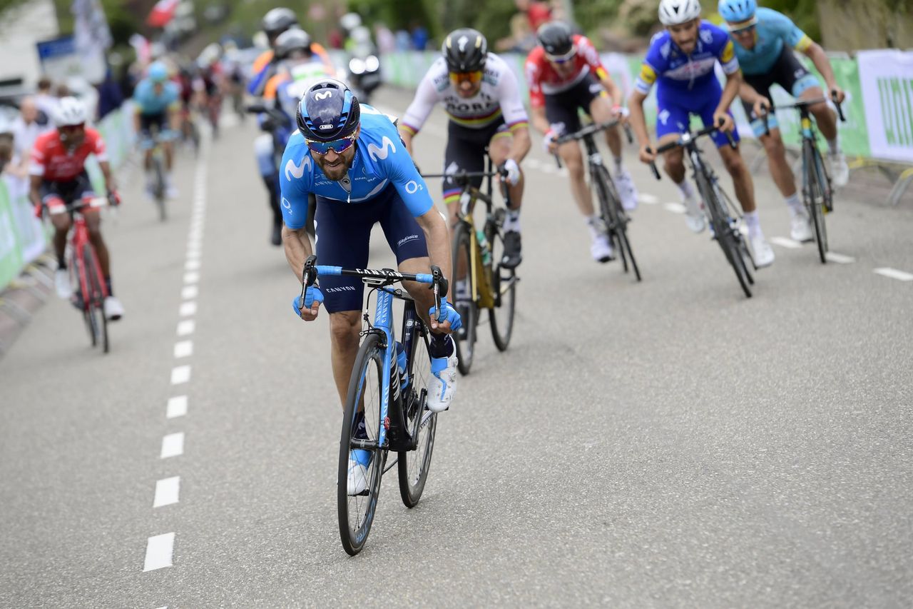 Alejandro Valverde (Movistar) attacked on the final climb