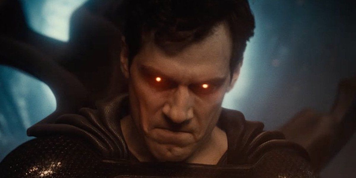 Zack Snyder&#039;s Justice League Superman angrily charging up his laser eyes