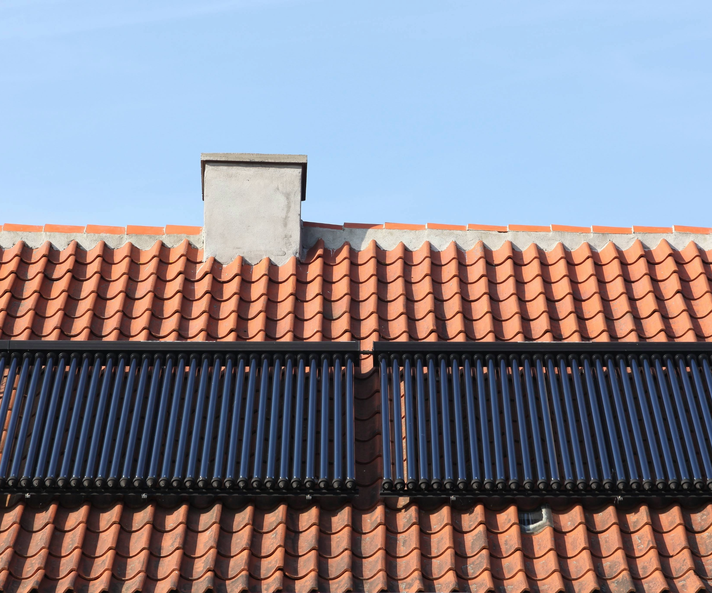 Evacuated panel solar thermal on the roof