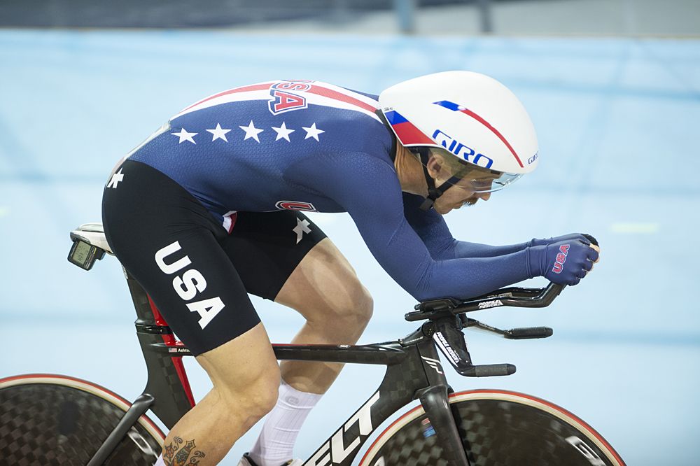 Ashton Lambie at the UCI Track World Cup in Milton