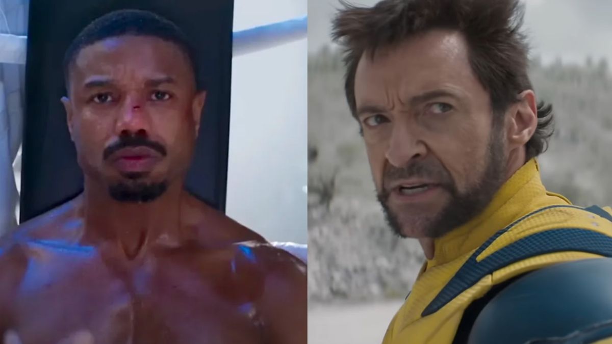 Michael B. Jordan in Creed and Hugh Jackman in Deadpool 3 side by side 