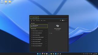 Windows 11 Start menu with device manager highlighted