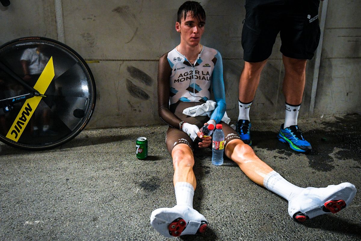 Romain Bardet in recovery mode after the Marseille time trial, slipping from second to third overall