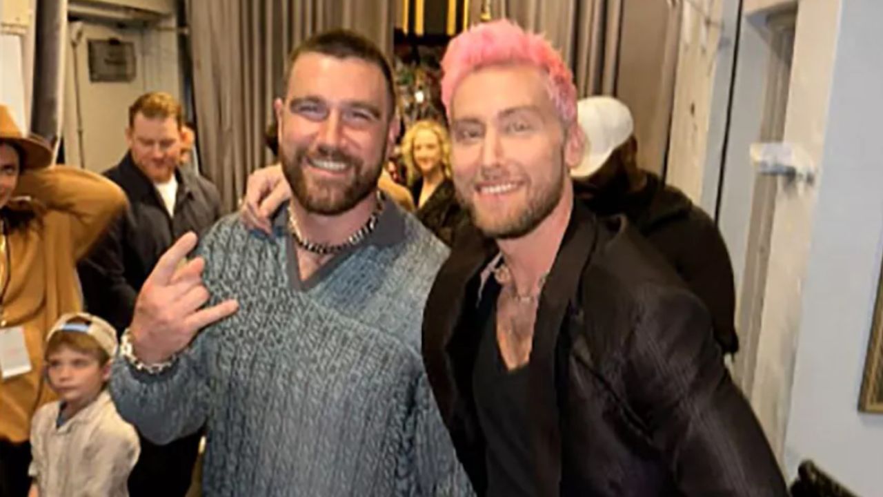 NSYNC&#039;s Lance Bass Poses With Travis Kelce at a Justin Timberlake Concert