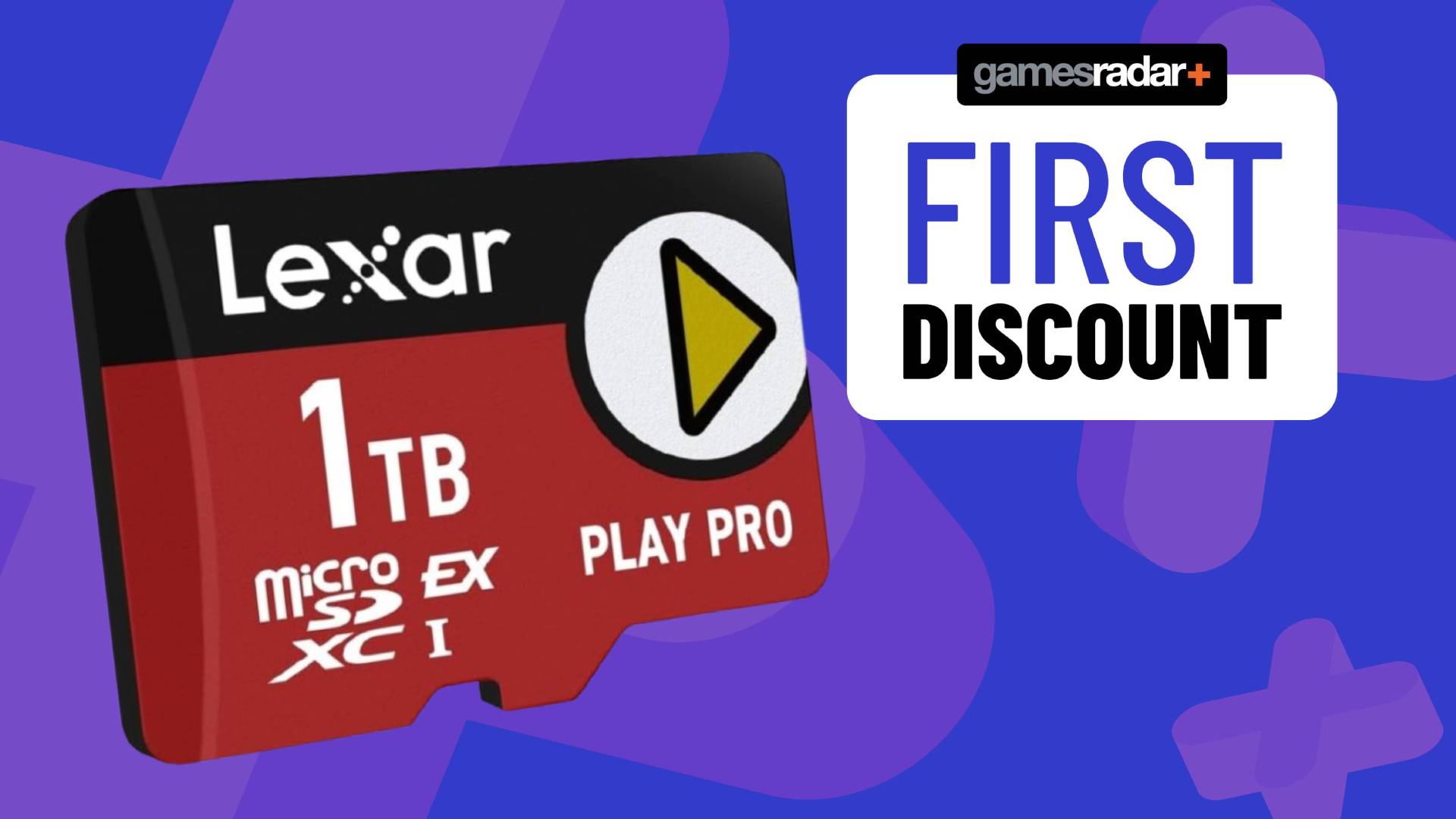 Official image of the Lexar Play Pro 1TB microSD Express Card on a blue GamesRadar+ background.