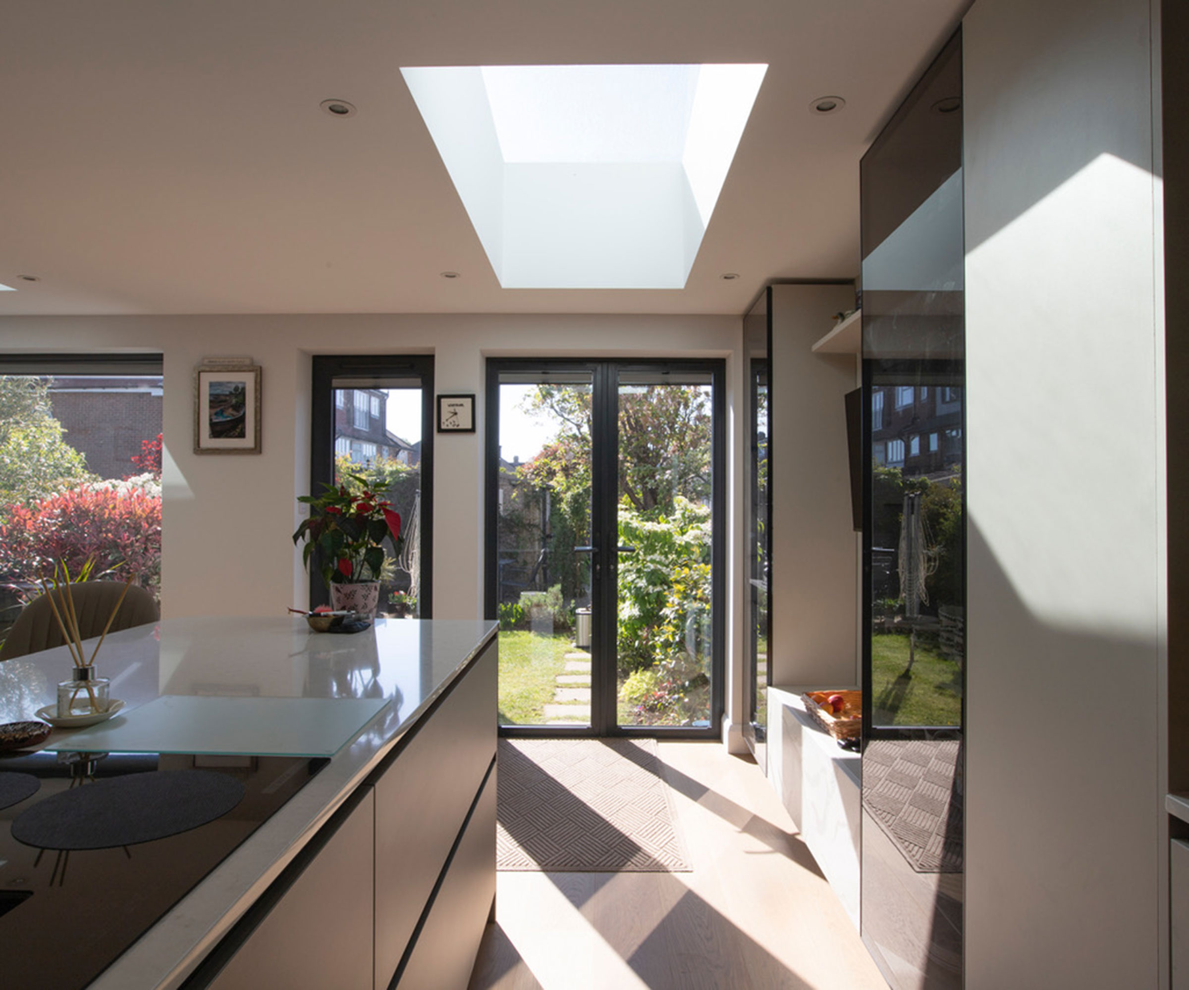 kitchen extension with French doors and fixed glazing
