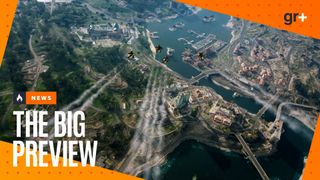 Blackout Warzone 2026 screenshot showing four players diving into Avalon