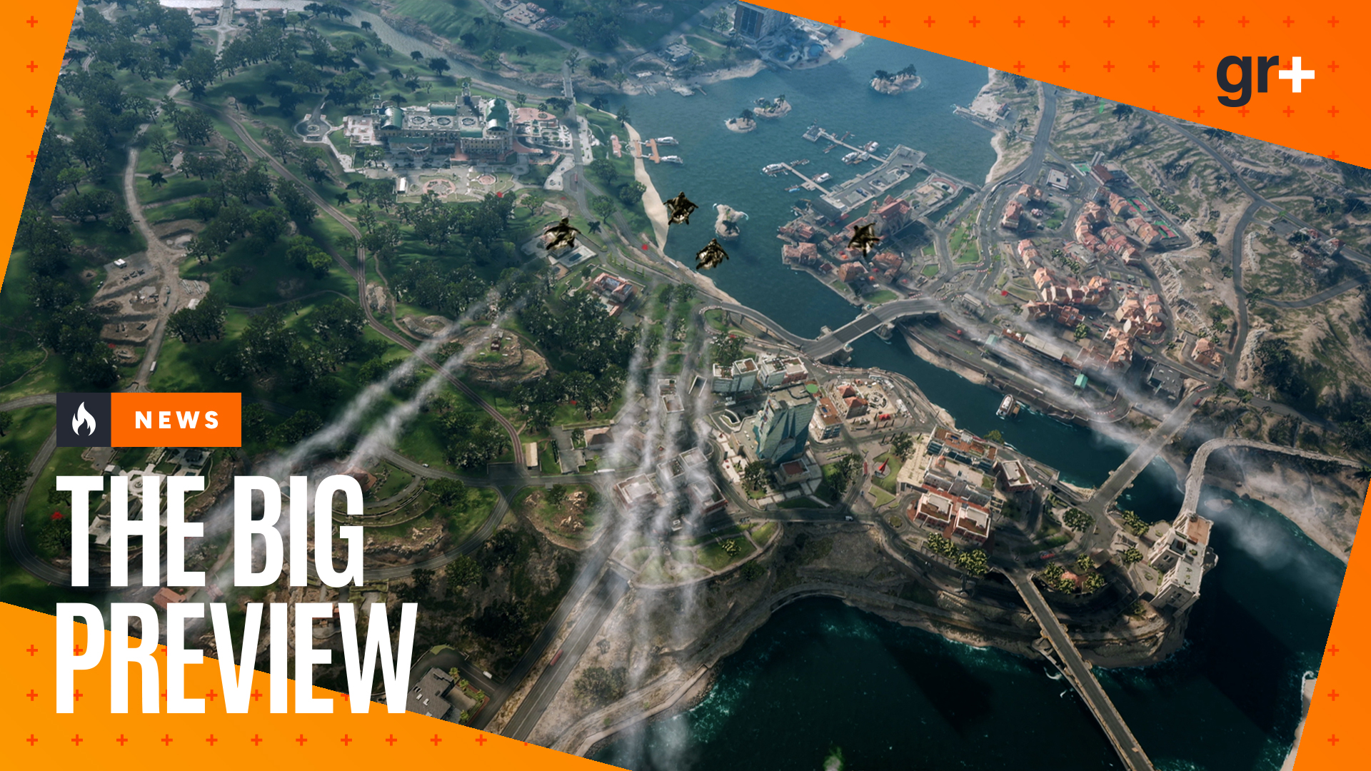 Blackout Warzone 2026 screenshot showing four players diving into Avalon