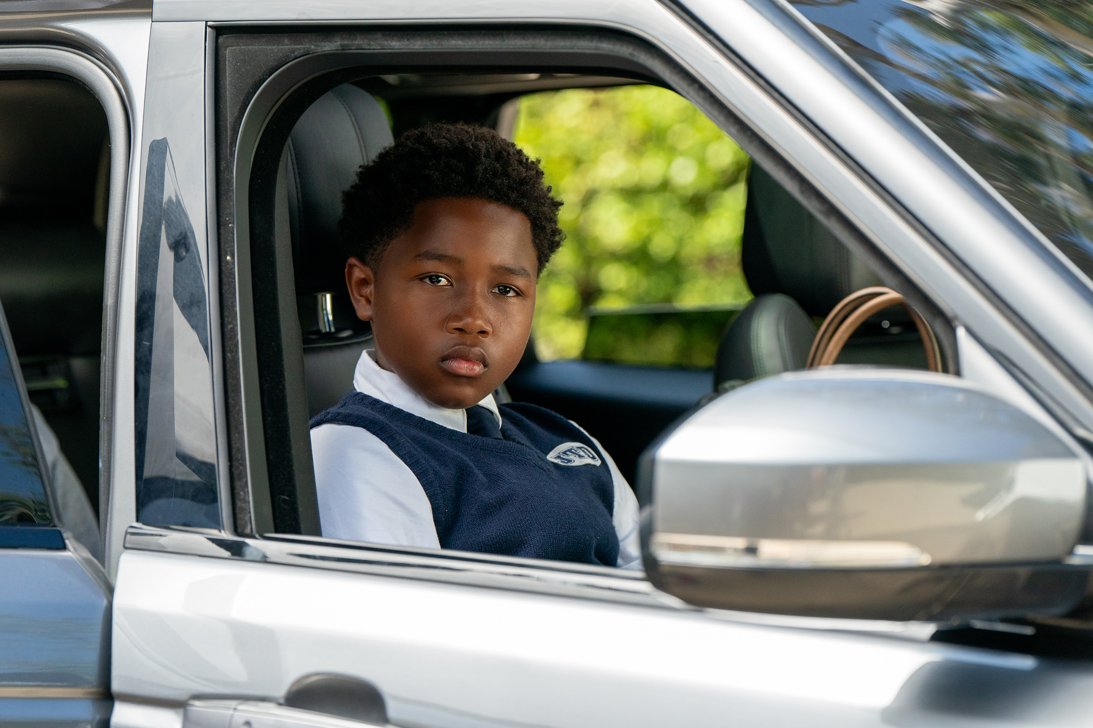 Marvin Lawrence Winans III as Jaden sitting in the front seat of a car in the tv show forever