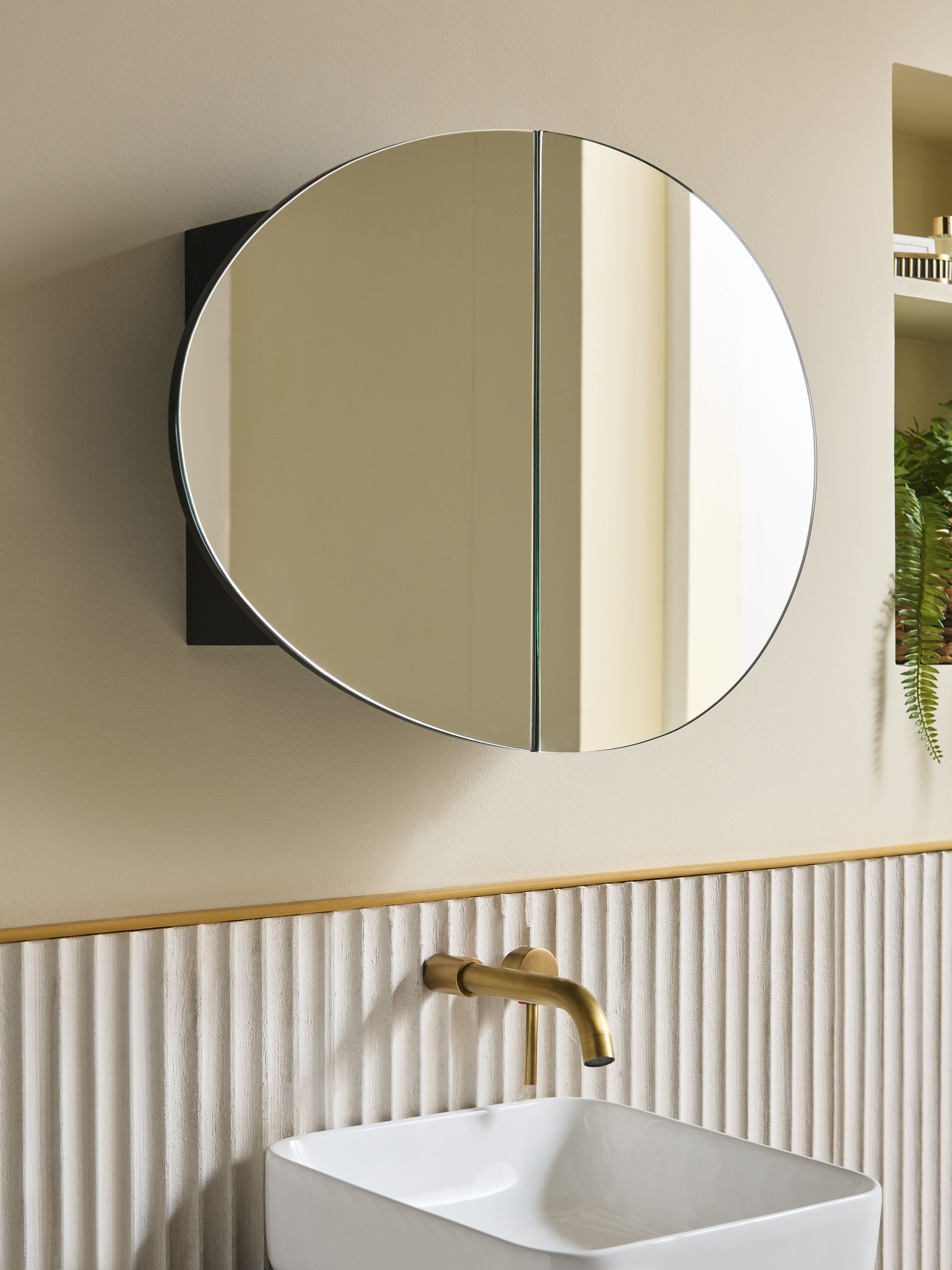 Black Double Pebble Bathroom Wall Mirror Cabinet - Size One