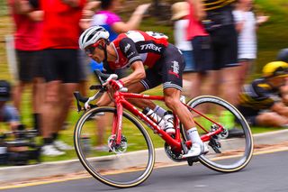 Richie Porte takes a corner during stage 4 at the Tour Down under